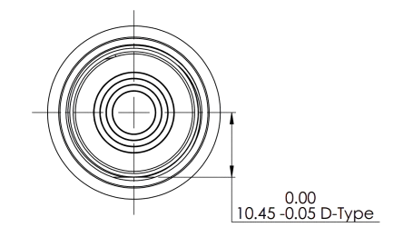 PTF-22-PDC front view dimensional drawing — D-type, 10.45mm