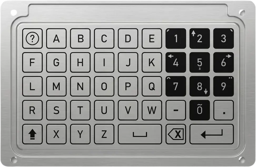 RNC stainless steel solid-state piezo operator panel with a full alphanumeric and numeric key layout